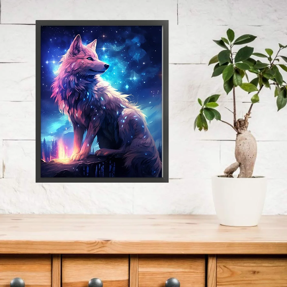 9CT Full Stamped Cross Stitch Bead Embroidery- Wolf(Canvas|41*50CM)