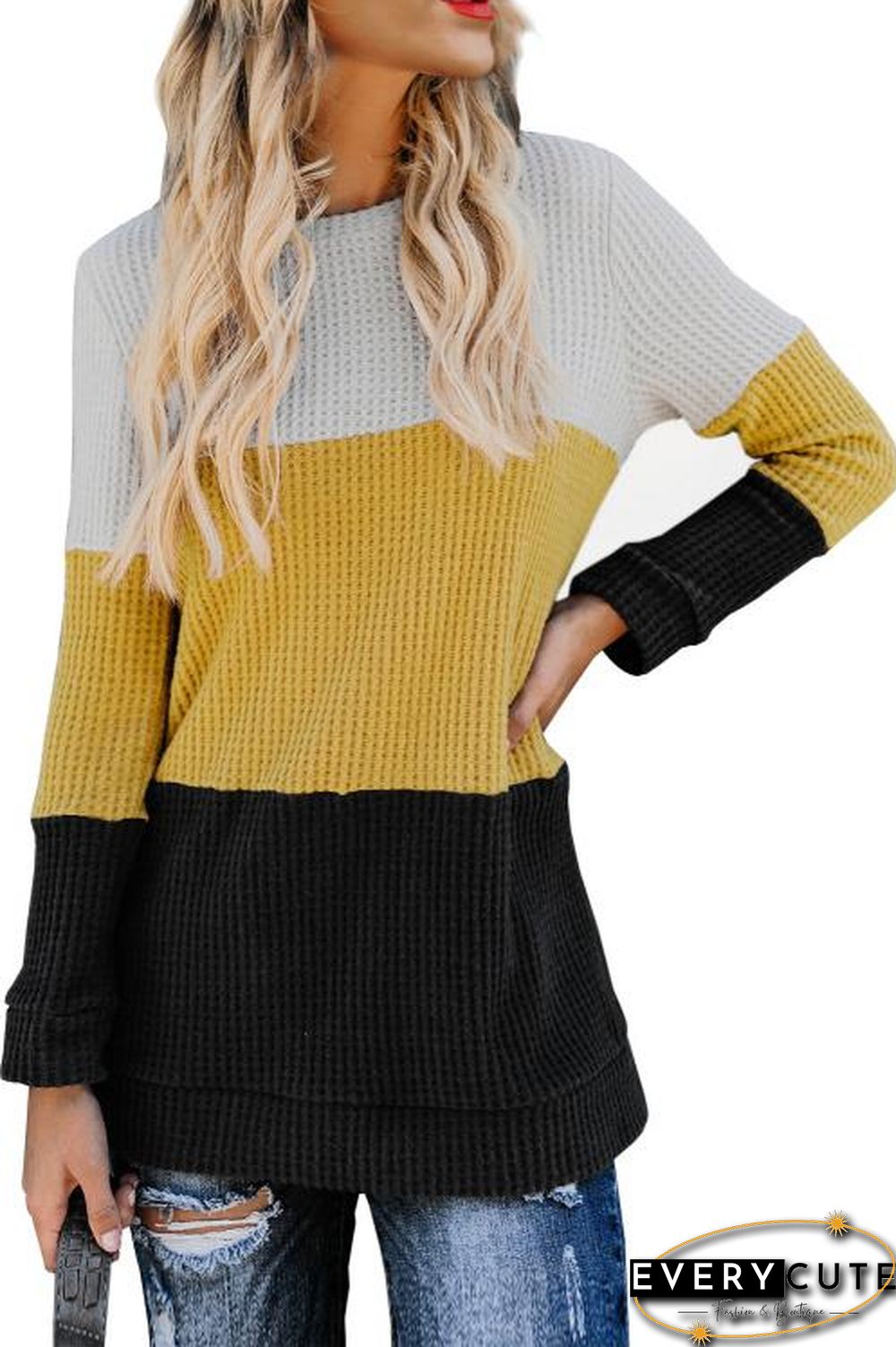 Yellow Miller Colorblock Cozy Thermal Top