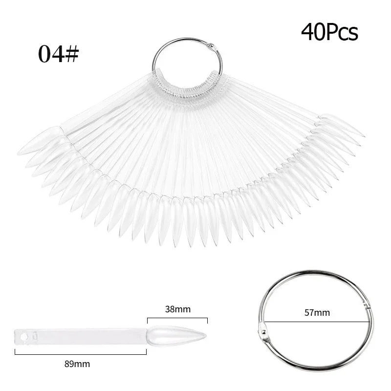 Color Card False Nail Tips Fan Transparent White Fake Nail Tips  Nail Art Practice Display Design Tools-Nail Inspo