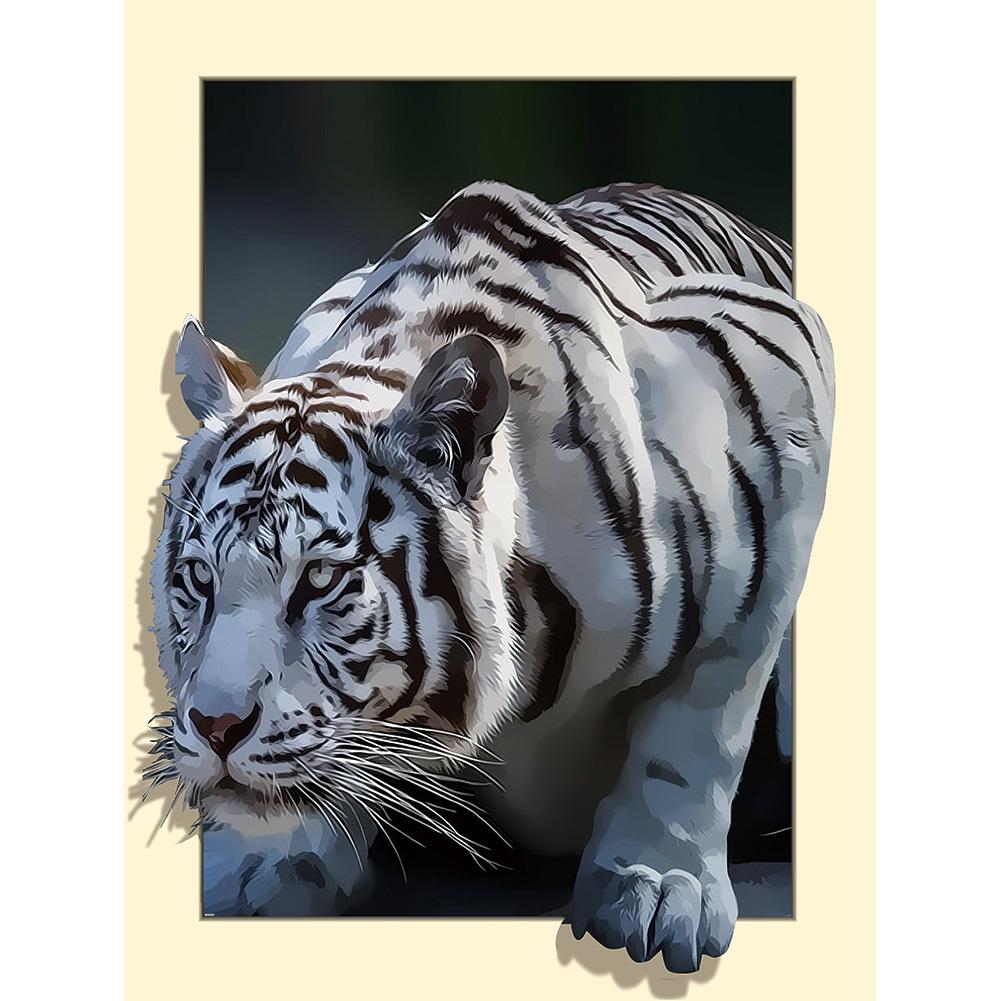 

35*45CM - White Tiger - Round Drill Diamond Painting, 501 Original