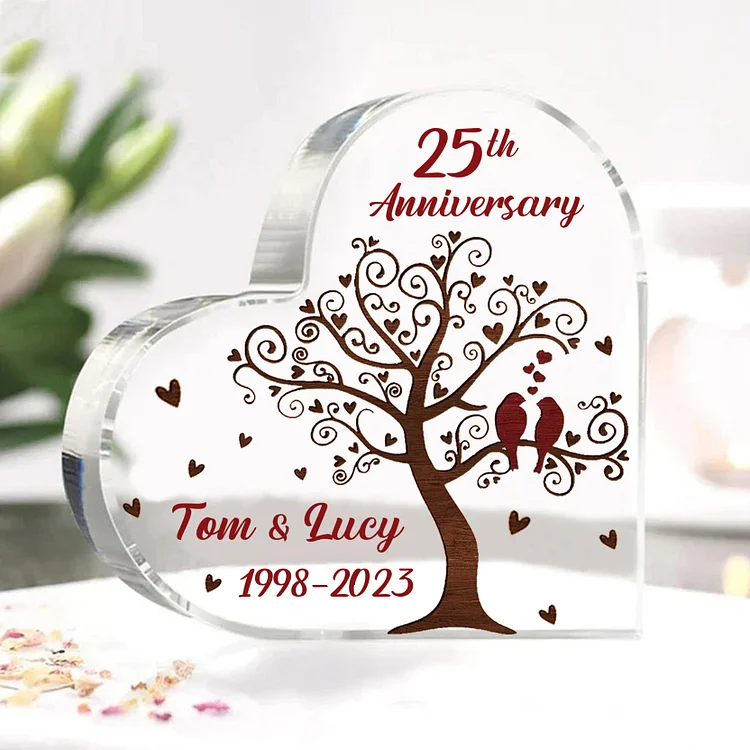 Personalized Name And Text Couple Acrylic Ornament Custom Anniversary Acrylic Heart Keepsake Desktop Ornament for Couple