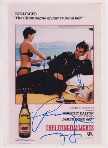 A-HA FULL CAST 007 JAMES BOND AUTHENTIC TRIPLE SIGNED AUTOGRAPH LIVING DAYLIGHTS