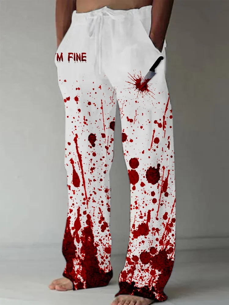 Comstylish I'm Fine Bloody Halloween Casual Pants