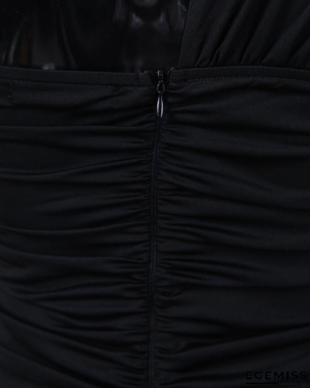 One Shoulder Sleeveless Ruched Bodycon Dress Black Dresses | EGEMISS