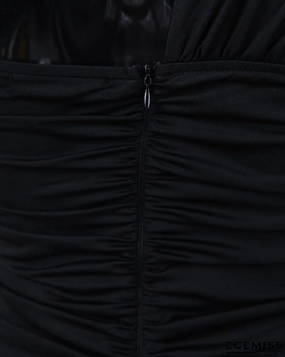 One Shoulder Sleeveless Ruched Bodycon Dress Black Dresses | EGEMISS