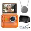 Compact Panoramic Action Camera Anti-Shake WiFi Mini Sports Camera 2.0in Flip Screen with Magnetic Neck Strap for First-person View Shooting