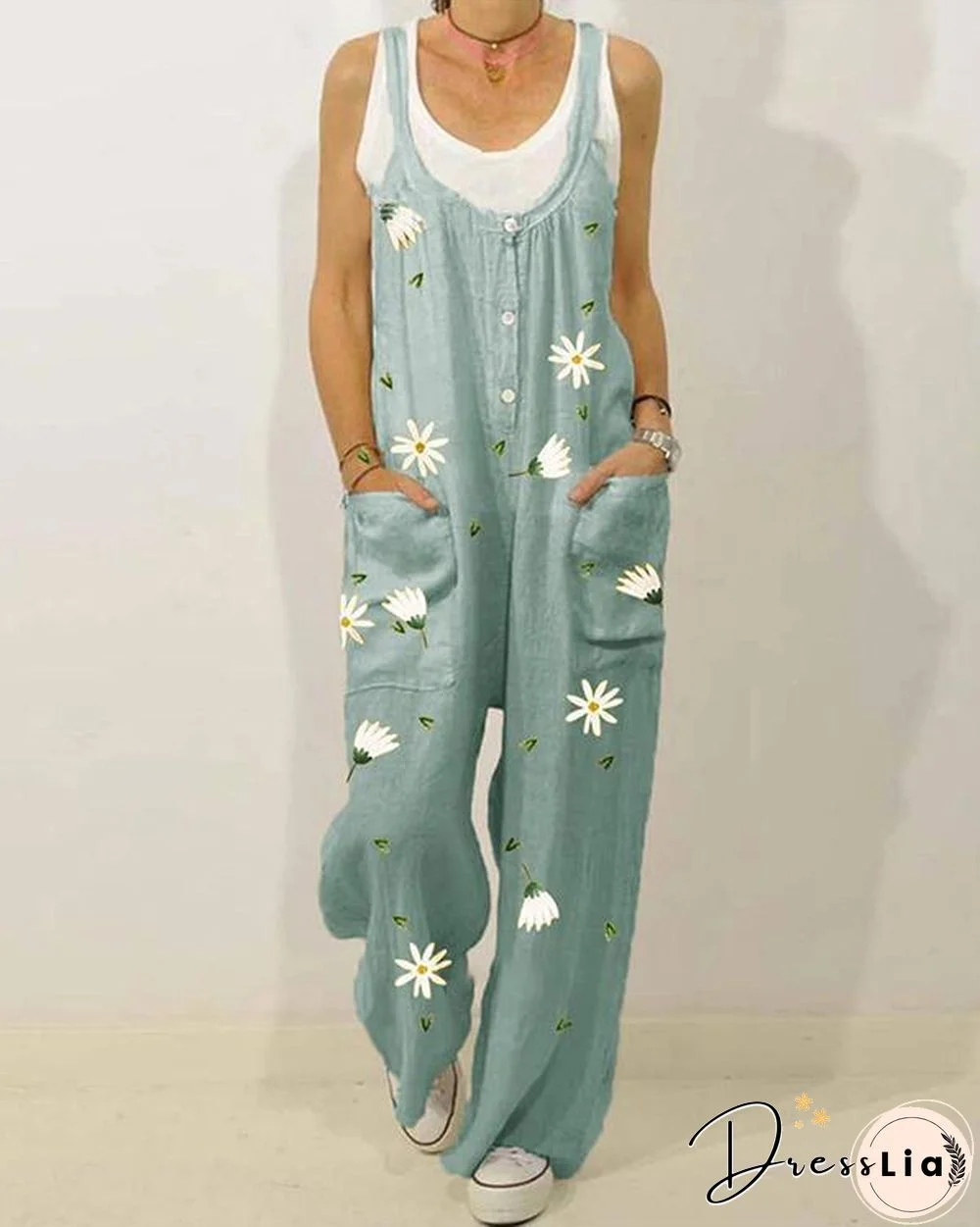 Vinatge Floral Print Strapless Jumpsuit