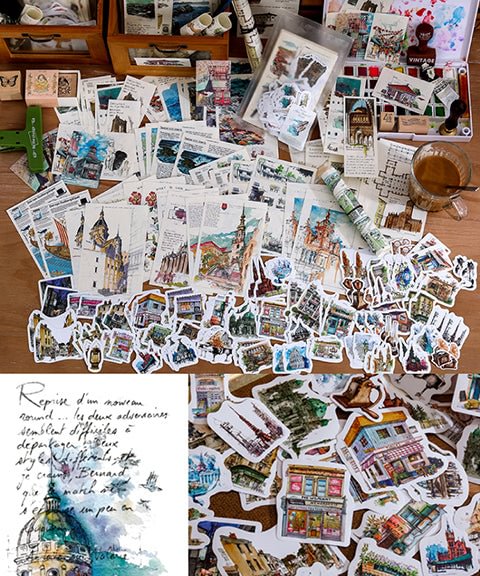 150 Pcs Daily Life Stickers & Material Paper Set