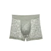 Men's high-end satin mid-waist sexy lace plus-size seamless boxer briefs