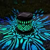 Solar Elegant Flower Wall Lights Waterproof Decorative Pathway Light 7-Color Changing Metal Projector Lamps for Backyards/Patio/Porch