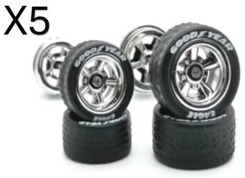 Dronehint Hot Wheels Chrome Real Riders Wheels Rubber Tires 5 Sets for 1/64 MUSCLE CARS Toy