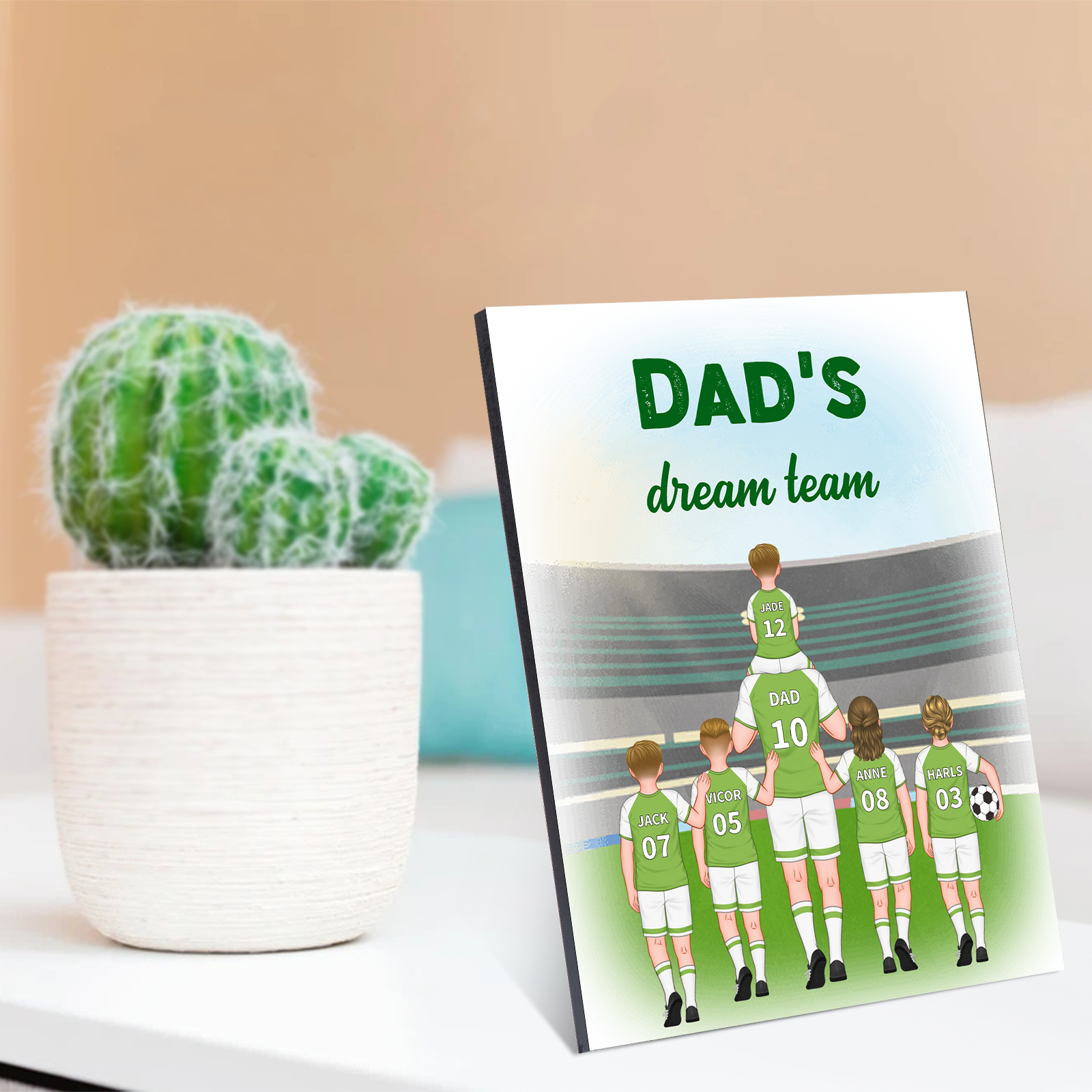 Personalised Soccer Team Wooden Plaque Custom 2 Texts & 2–9 Names Football Home Decor Gifts for Dad/Grandpa-Jessemade AU