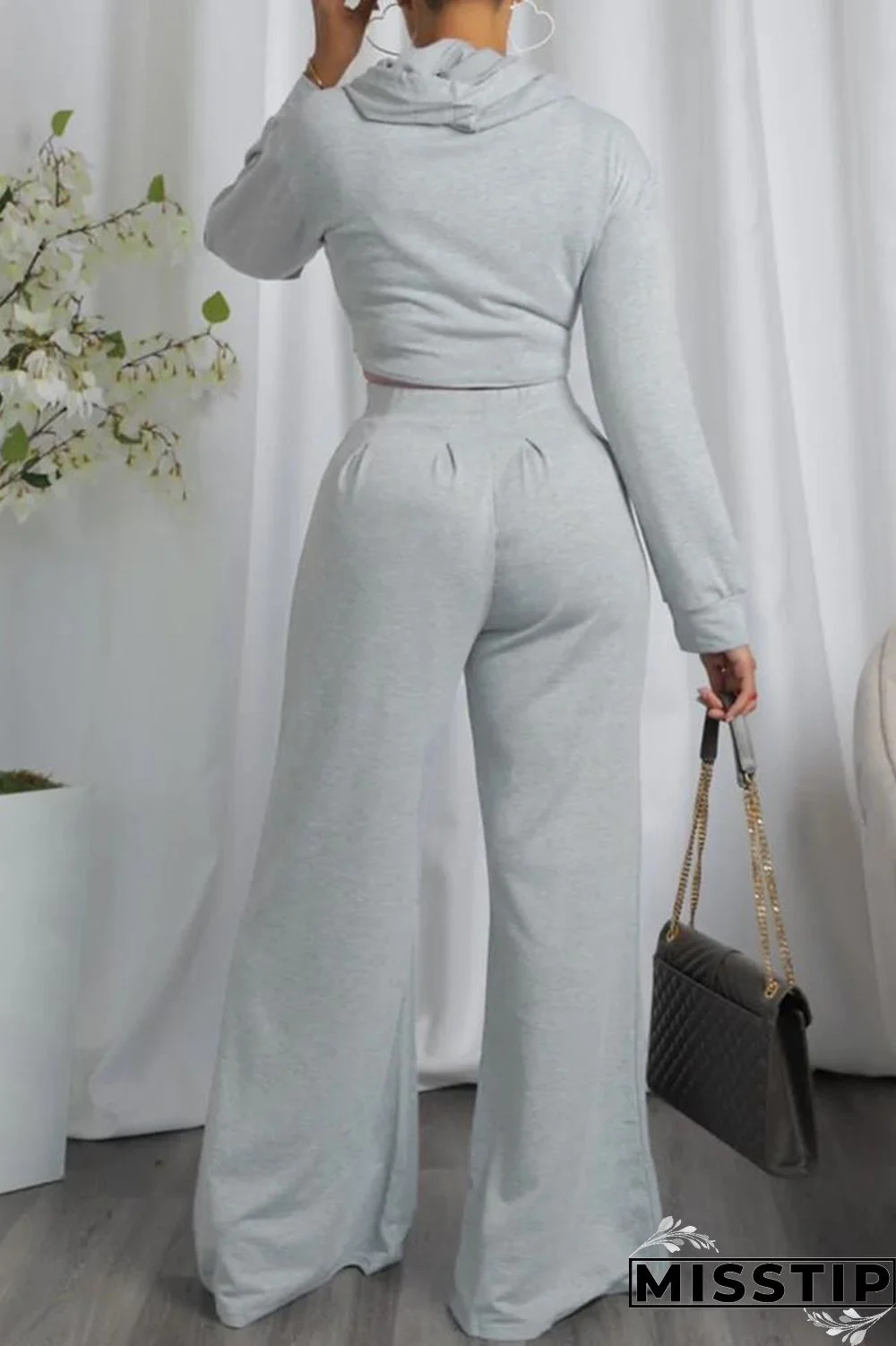 Blue Casual Solid Asymmetrical Hooded Collar Long Sleeve Two Pieces