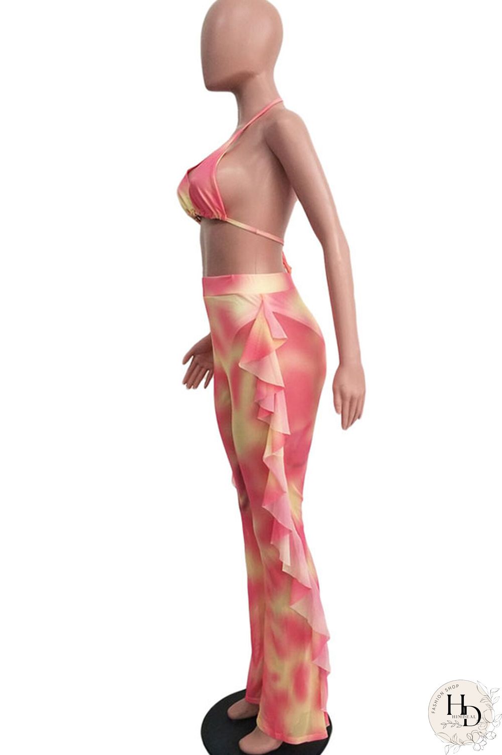 Army Green Sexy Fashion Stringy selvedge Print Tie Dye Patchwork Loose Sleeveless