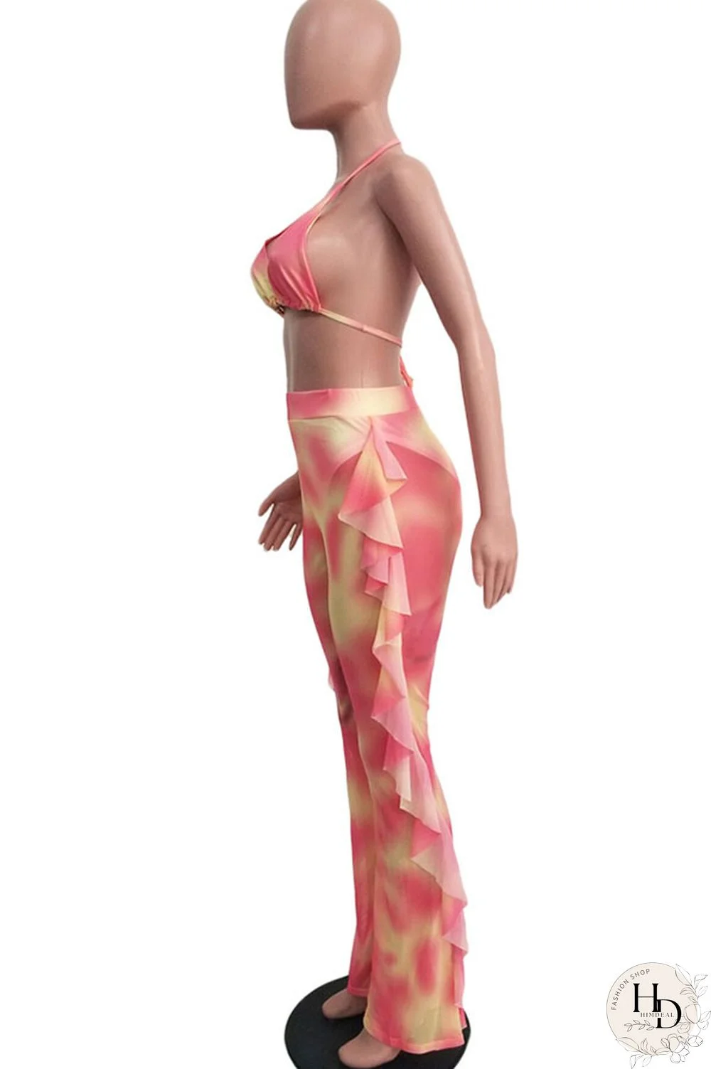 Army Green Sexy Fashion Stringy selvedge Print Tie Dye Patchwork Loose Sleeveless