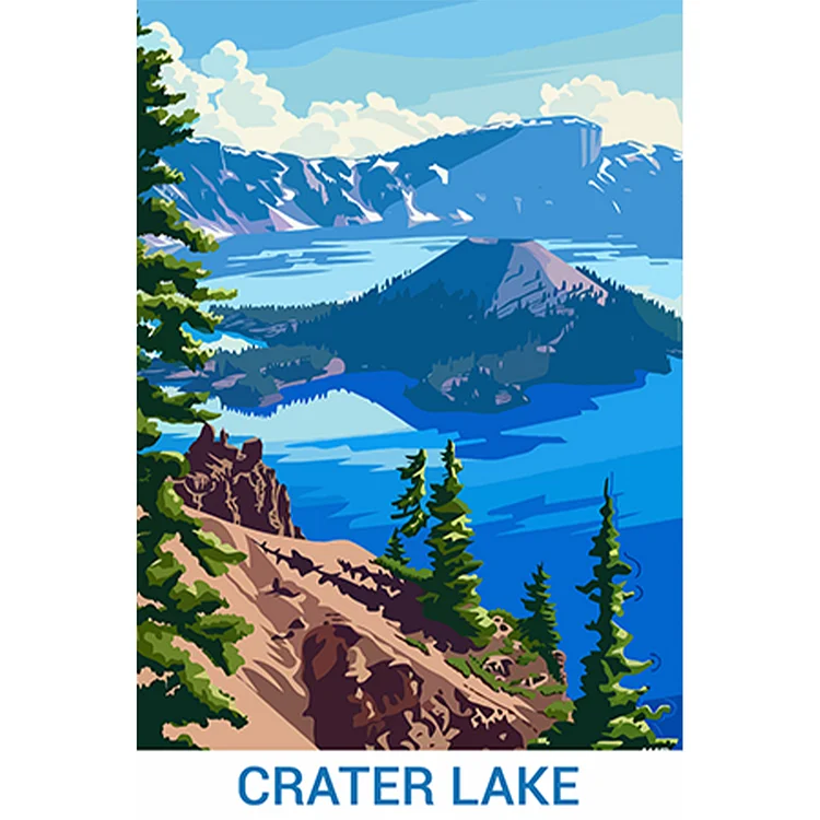 Crater Lake 30*45CM (Canvas) Full Round Drill Diamond Painting gbfke