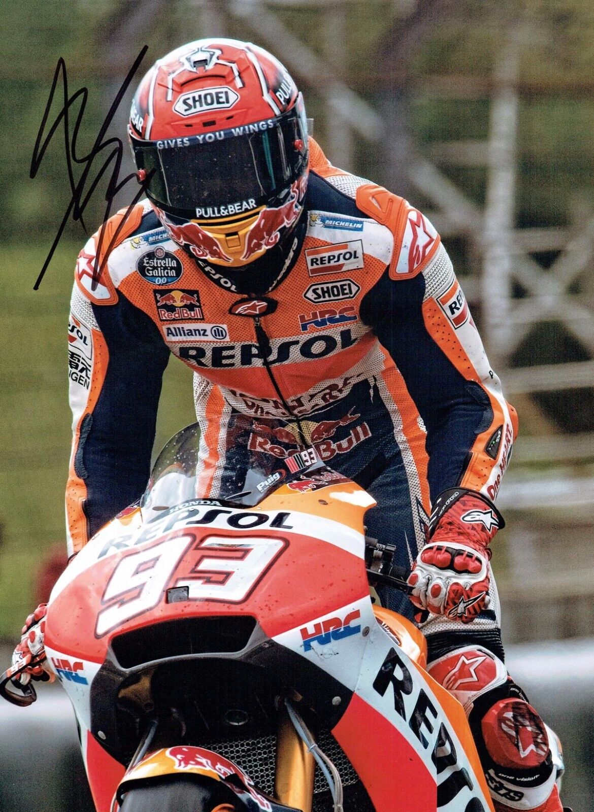 Marc MARQUEZ 2017 SIGNED 16x12 Autograph Photo Poster painting 3 AFTAL COA MOTOGP Honda Rider