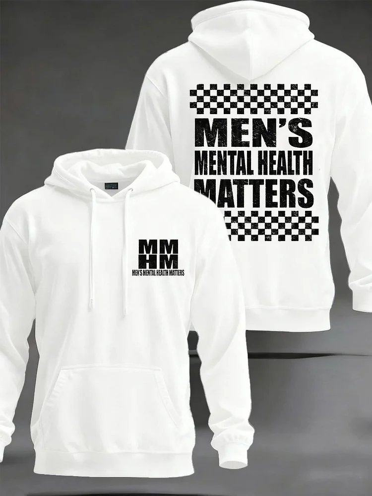 Retro Men's Mental Health Matters Print Hoodie socialshop