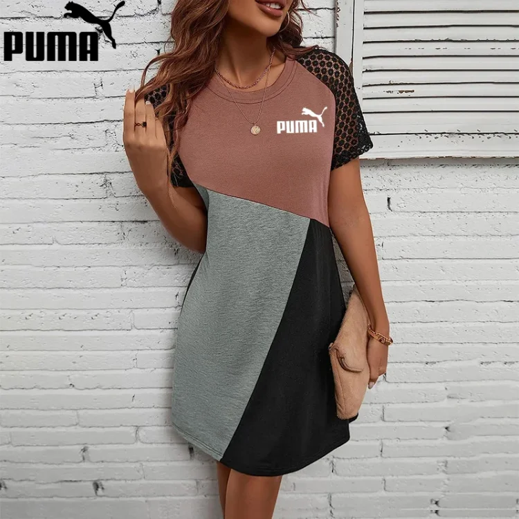 Dámske letné šaty s raglánovým čipkovým rukávom s farebným blokom Puma®