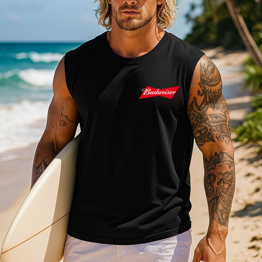 Men's Vintage Red Logo Surfing Rodeo Graphic Print Round Neck Sleeveless Muscle Tank Top / TECHWEAR CLUB / Techwear