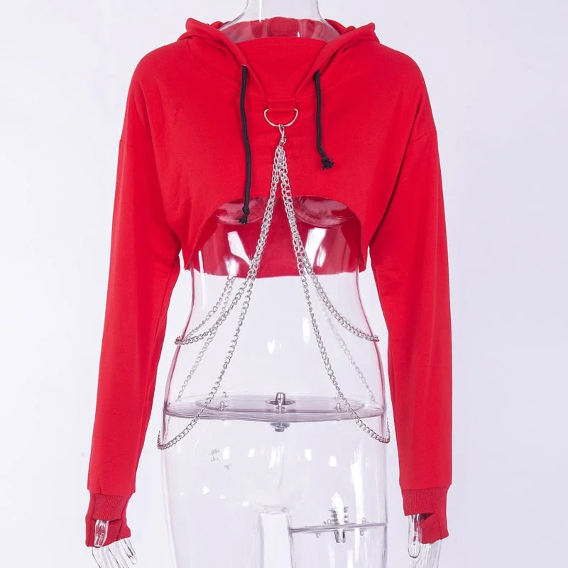 Gothic Dark Print Elegant Dress Goth Pleated Spaghetti Strap Black Dresses Iron Chain Hoodie Long Sleeve Tops Punk 2 Piece Sets