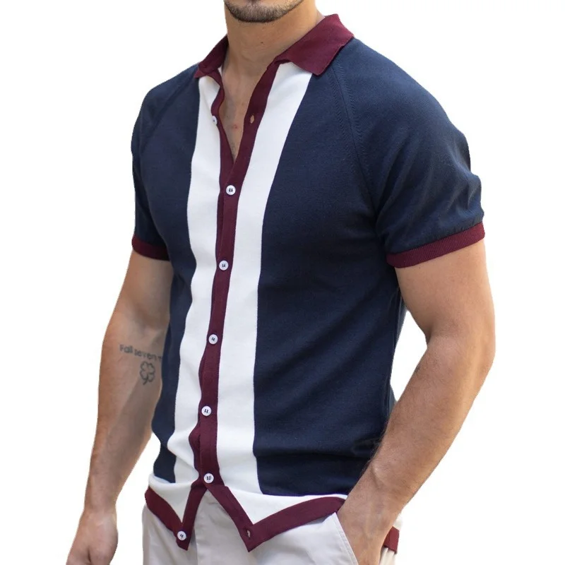 Uveng Uveng Men's Single-Dcupy Splicing-Colbled Knitted Shirt Men's Casual POLO Shirt SY0008