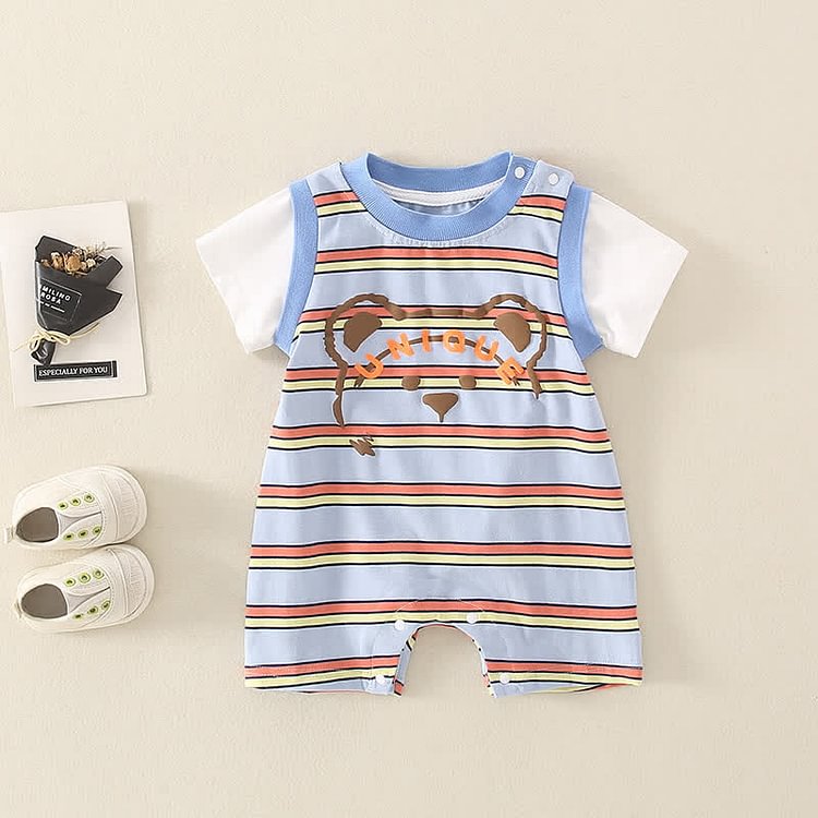 UNIQUE Baby Bear Striped Romper