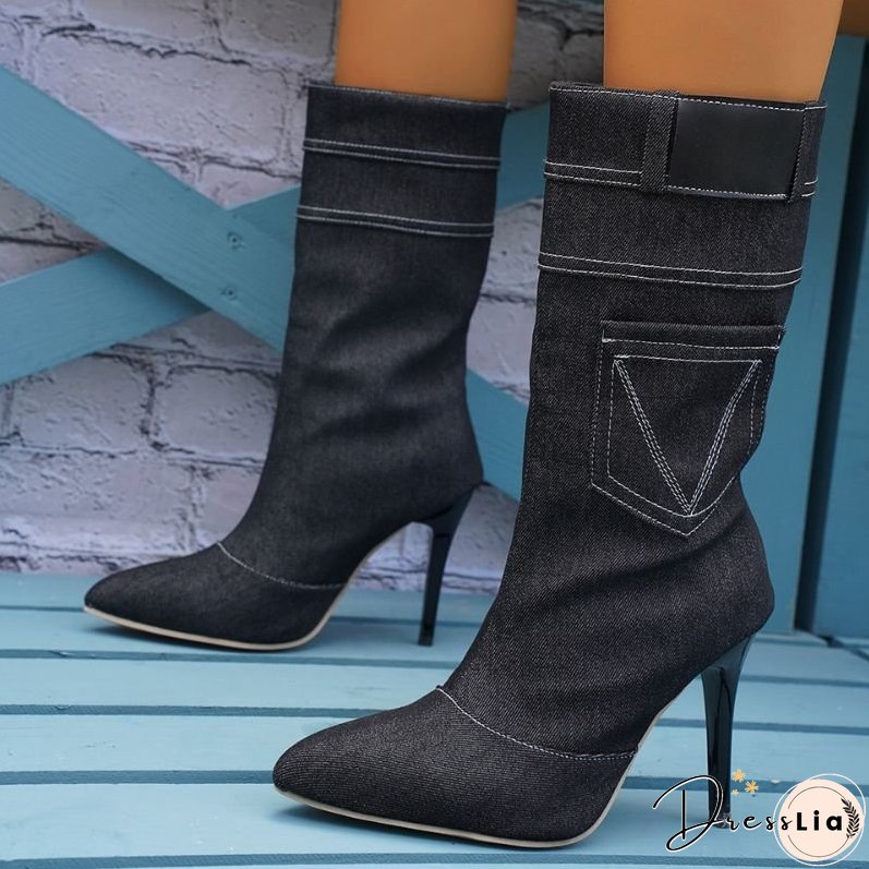 Denim Rider Mid-calf Boots