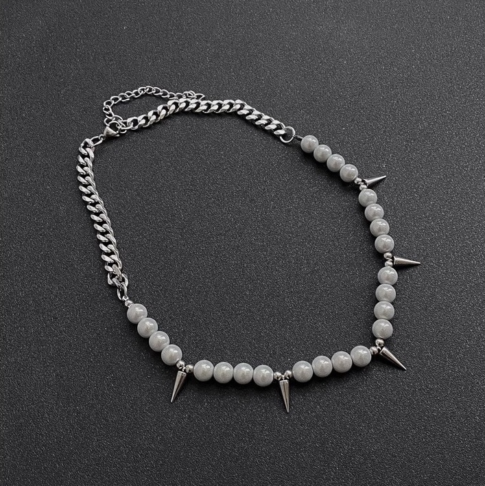 Sopula Unisex Hip Hop Pearl Awl Titanium Steel Necklace - SOPULA