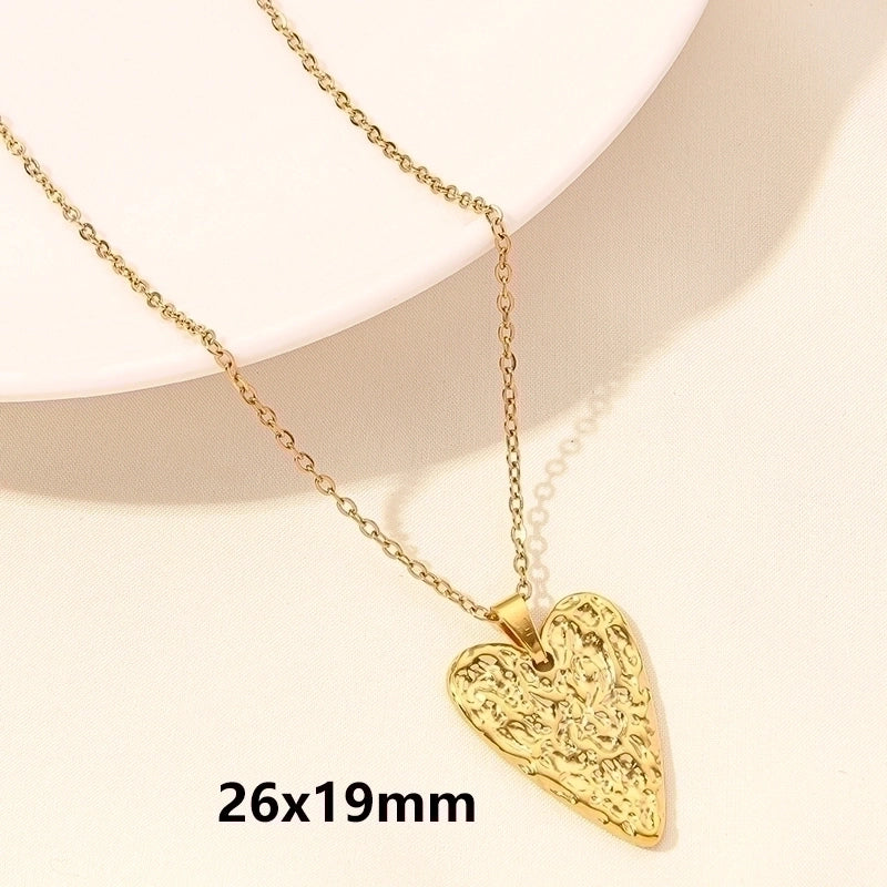 Elegant Minimalist Heart Shape 304 Stainless Steel 18K Gold Plated Plating Hollow Out Pendant Necklace