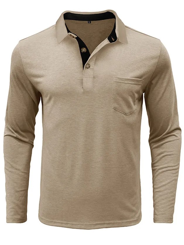 Men's Colorful Cotton Pocket Basic Base Polo Top PLUSCLOTHESMAN