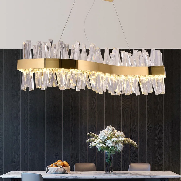 Arsenio Wave Crystal Chandelier  Modern Living Room Lighting Vjlight