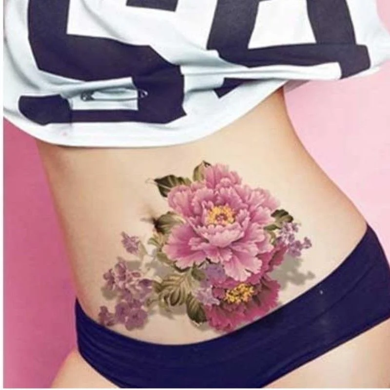 Sdrawing 4/5/9/10/18 PIeces Long Lasting Blue Flower Jewelry Tattoo Sticker Sexy Belly Block Scar Stretch Marks Waterproof Tattoo Sticker