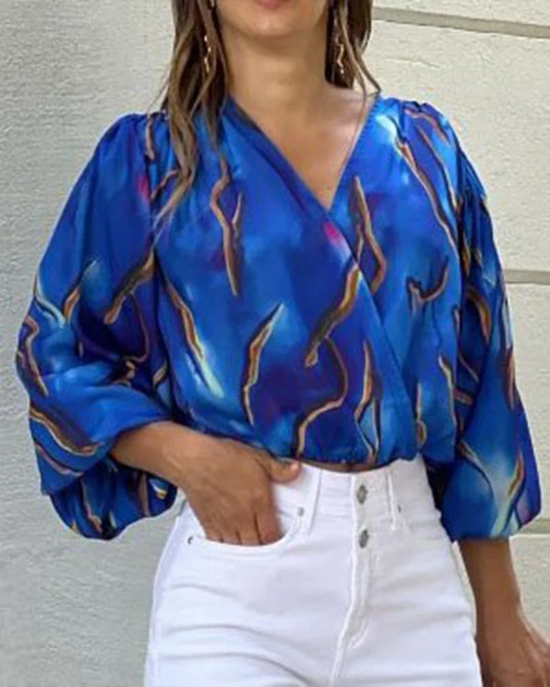 Printed Shirt Top White Pants Set