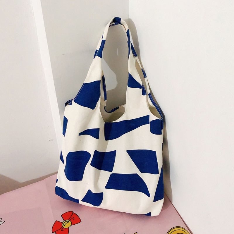 Women Shoulder Bag 2022 Canvas Tote Bag Girl Shopper Spring And Summer Casual Large Capacity Geometric Pattern Printing Handbags