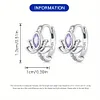 925 Silver Purple Zircon Lotus Hoop Earrings   