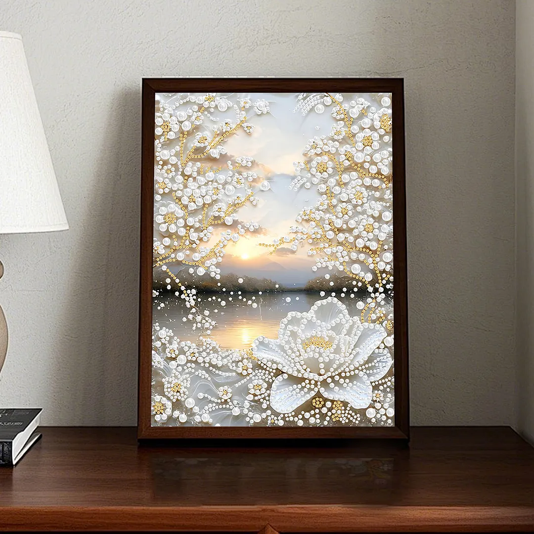 Pearl Painting Kit for Adults Lotus Sunset 11.81x15.75in