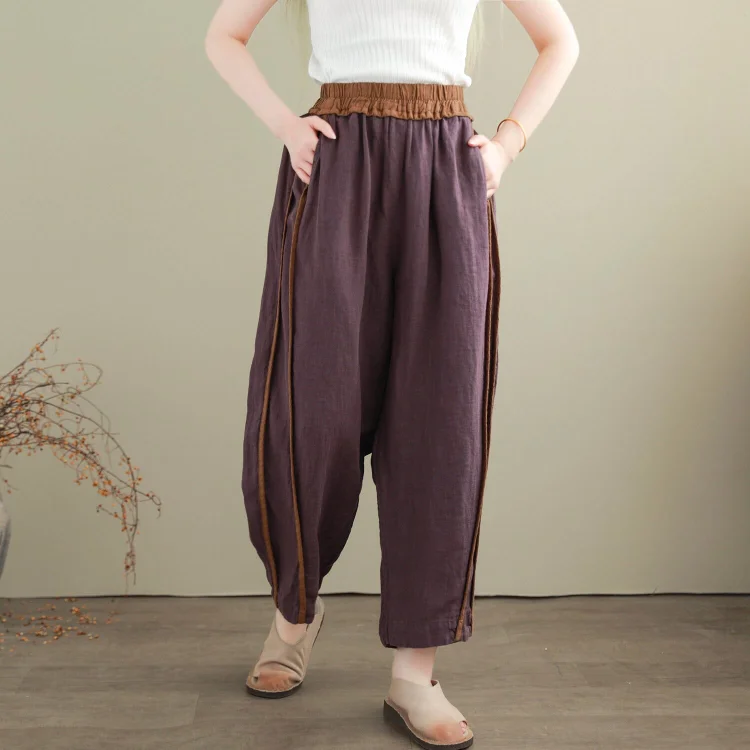 Summer Linen Patchwork Casual Loose Pants