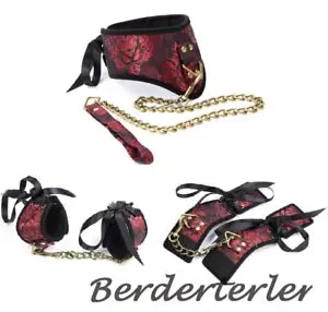 pornhint Pornhint 3Pcs Handcuffs Anklecuffs Towed Collar Restraint Set Restraints Cosplay Women