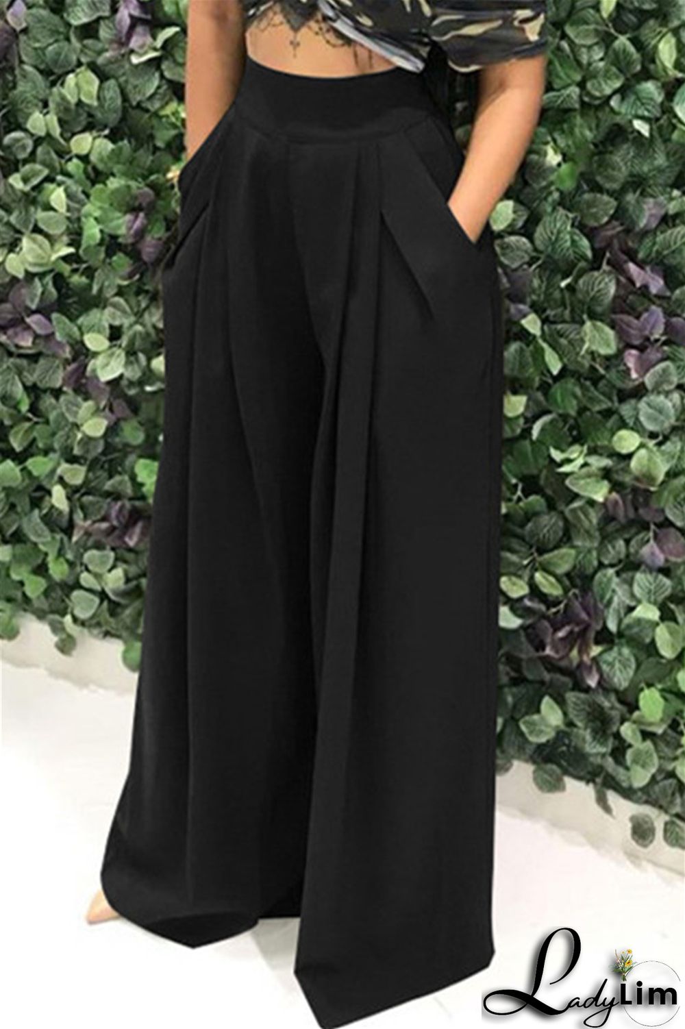 Coffee Fashion Casual Solid Patchwork Regular High Waist Conventional Solid Color Bottoms