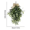 24 Inch Artificial Olive Branch Wreath Teardrop Swag Faux Greenery Hanging Pendant for Front Door Wedding Arch Window & Wall Decor