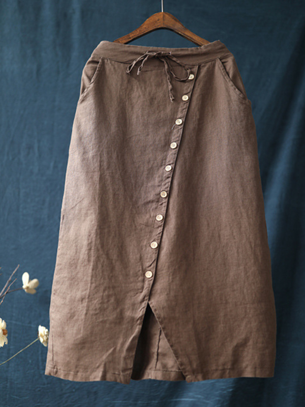 Notch Button Down Drawstring Skirt wearshes