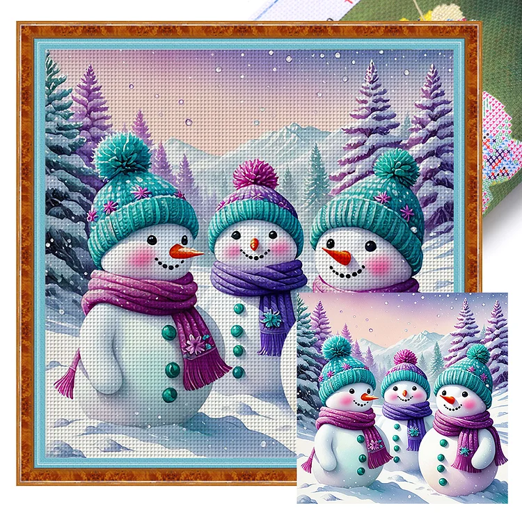 【Huacan Brand】Snowman 11CT Stamped Cross Stitch 40*40CM
