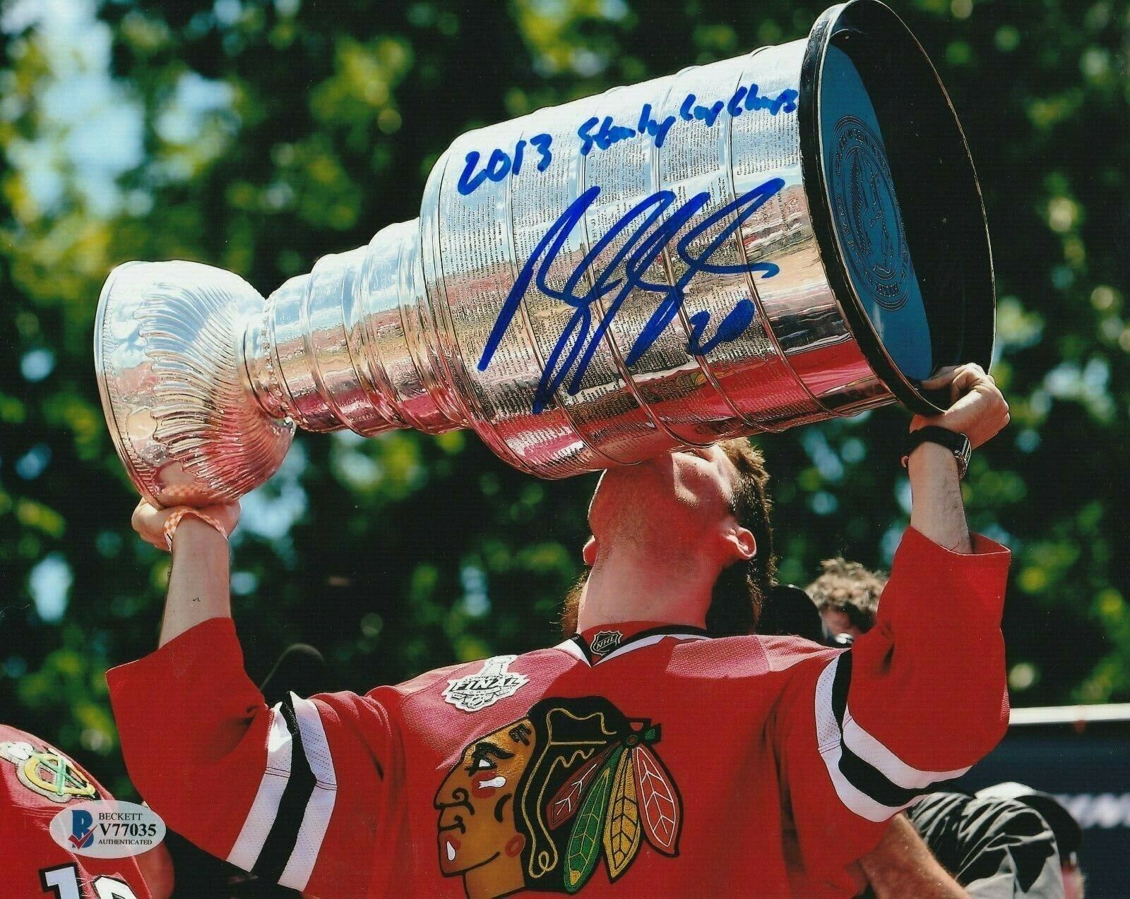 BRANDON SAAD Signed BLACKHAWKS 2013 STANLEY CUP 8x10 Photo Poster painting w/ Beckett COA & Insc