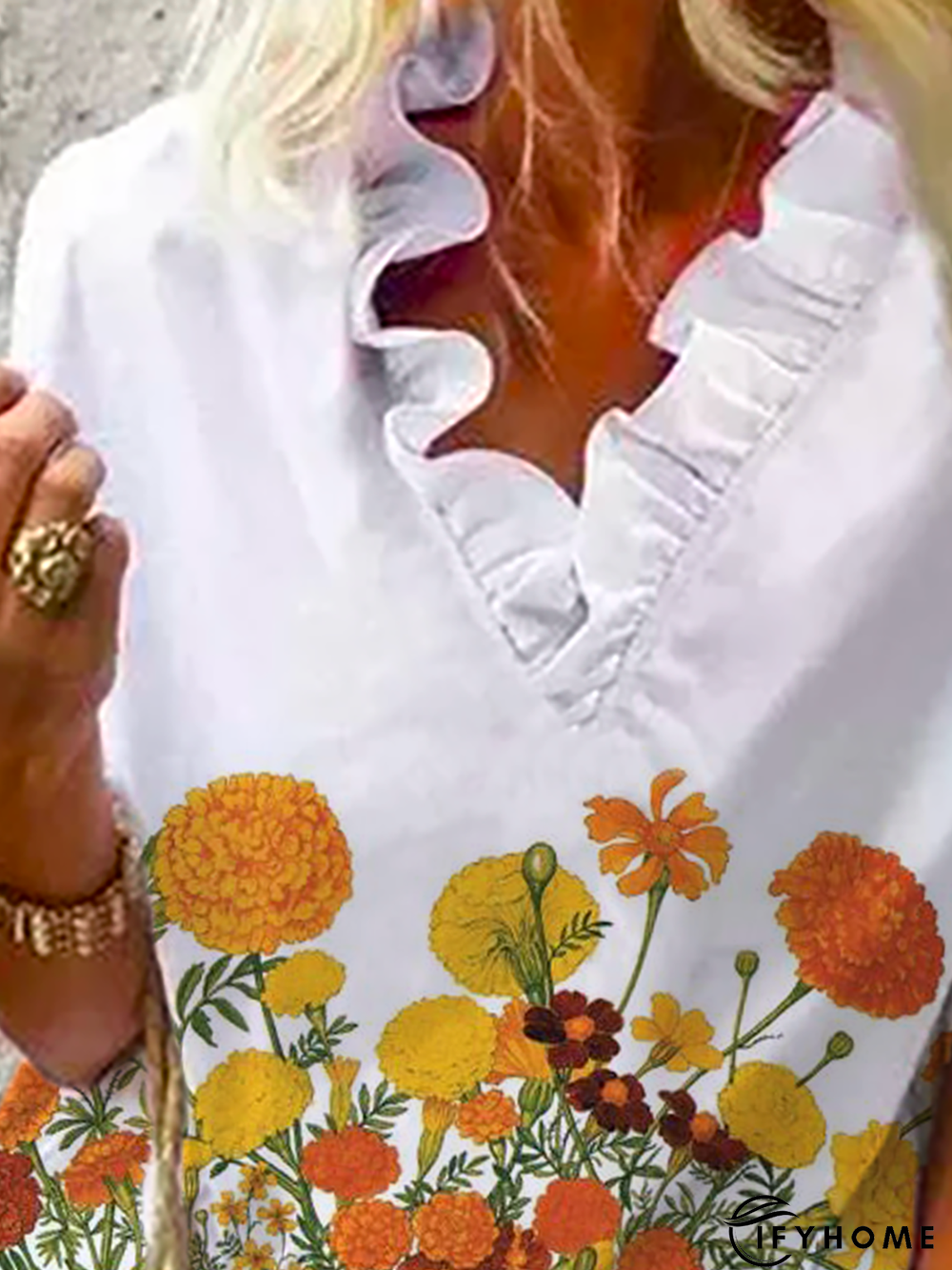 Plus size Coreopsis Printed Tops | IFYHOME