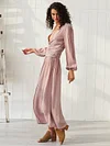 Solid Split-side V-neck Maxi Dress