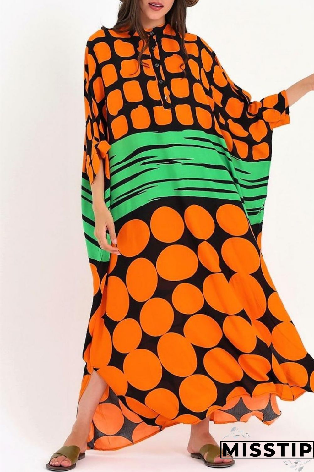 Yellow Casual Print Patchwork O Neck Long Dress Dresses