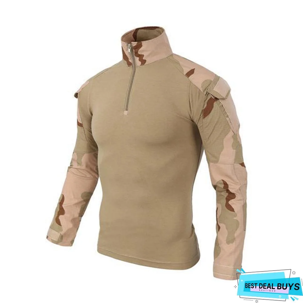 Camouflage Colors Army Combat Uniform Military Shirt Cargo Airsoft Paintball Tactical Cloth with Elbow Pads