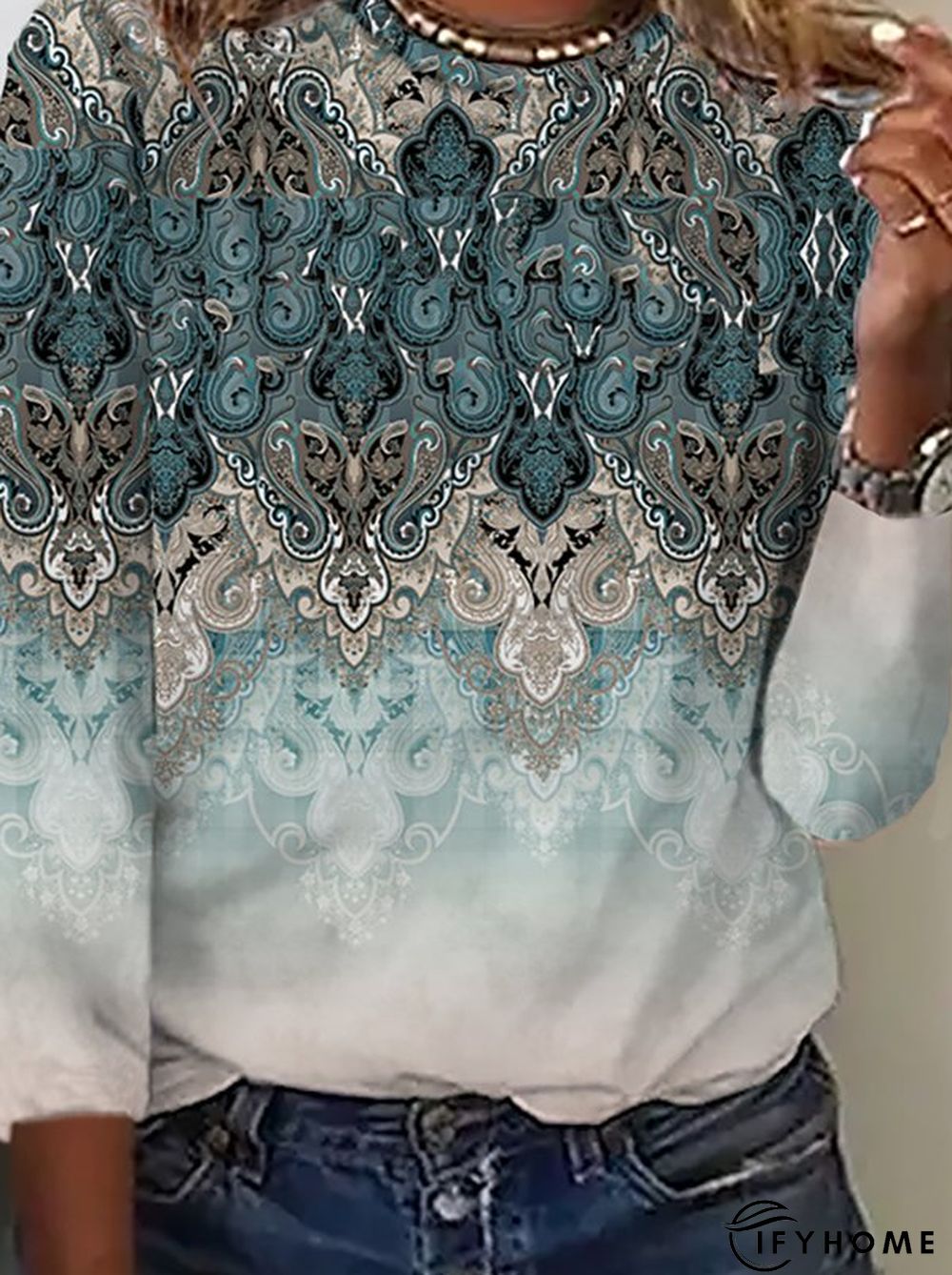 Ethnic Loose Casual Crew Neck T-Shirt | IFYHOME