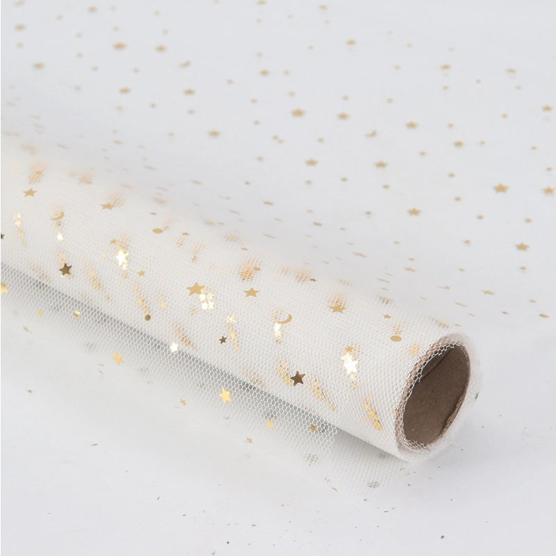 Hot Stamping Star Moon Gauze Flower Packaging Materials Florist Supplies Valentine’s Day Floral Bouquet Packaging Mesh